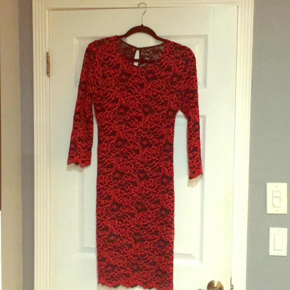 Red/black lace dress